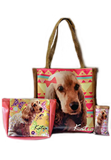 Kit Bolso, Cosmetiquera, Estuche para celular estampado Mascota